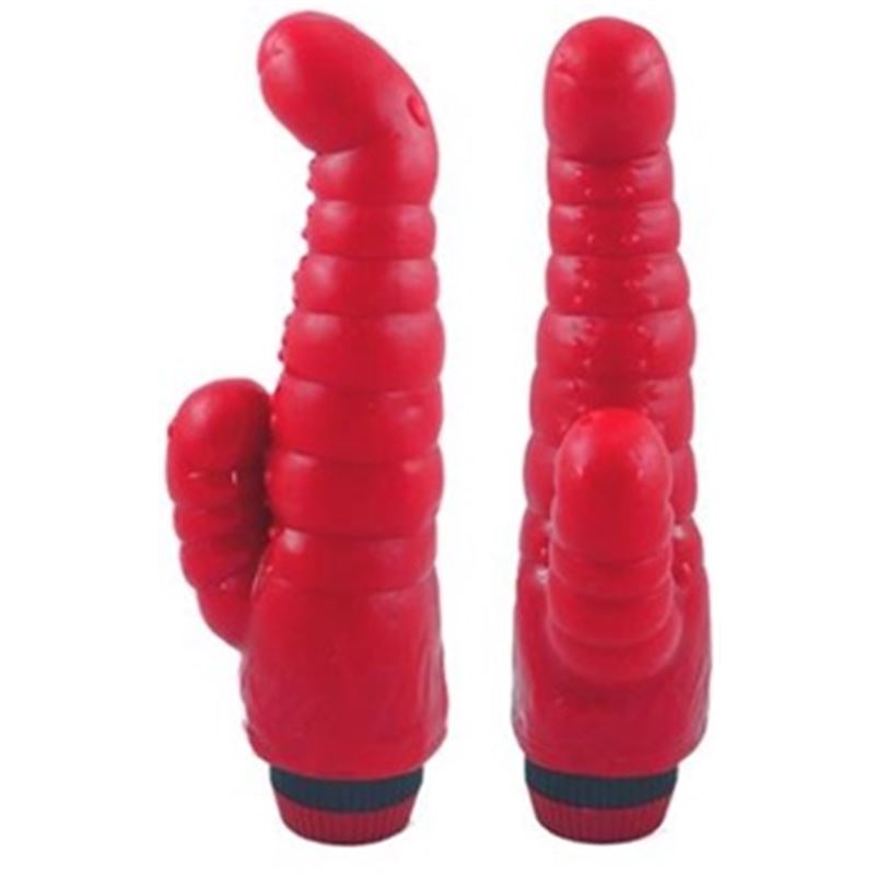 Funny Vibe Doble Rojo Caiman Juguetes Vulva Sex Shop Mayorista