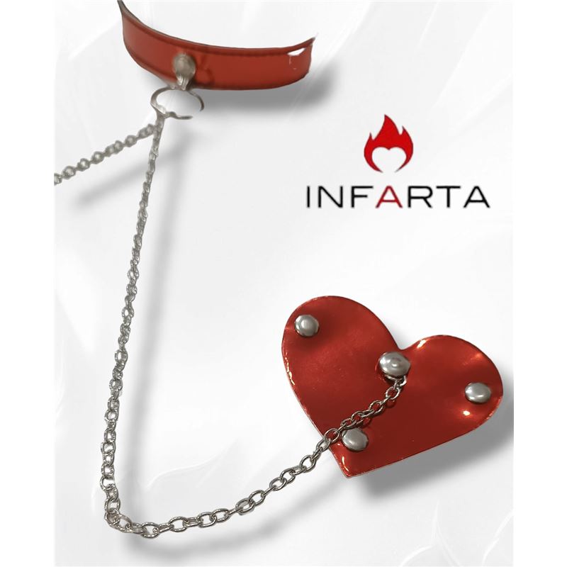 Pezoneras De Cadena Con Collar Y Corazon Rojo Infarta Fetish