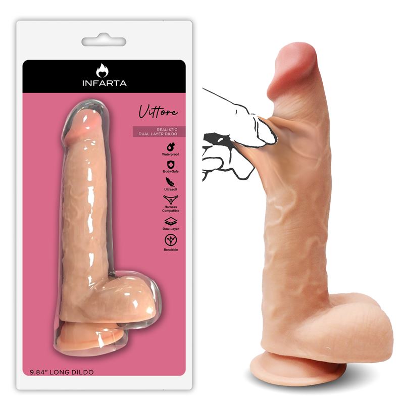 REALISTIC DOUBLE LAYER DILDO VITTORE Infarta Toys Juguetes Vulva